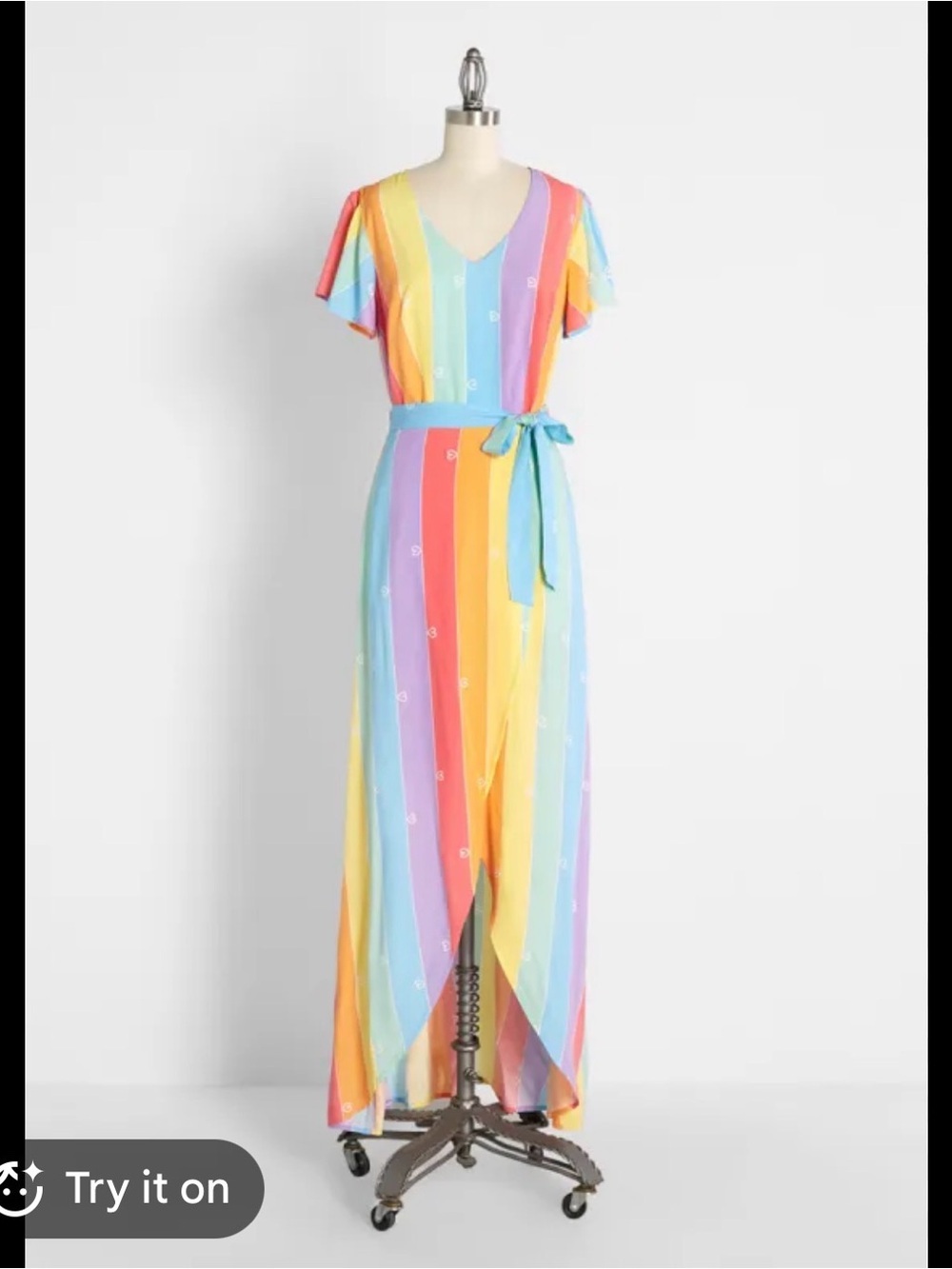 NWT Modcloth Collectif Thelma Rainbow Hearts Maxi Dress Size 6